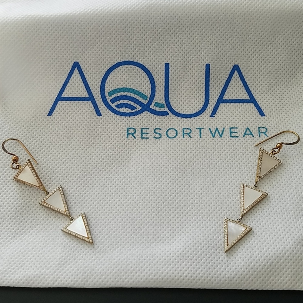 Triple triangle mother of pearl earrings